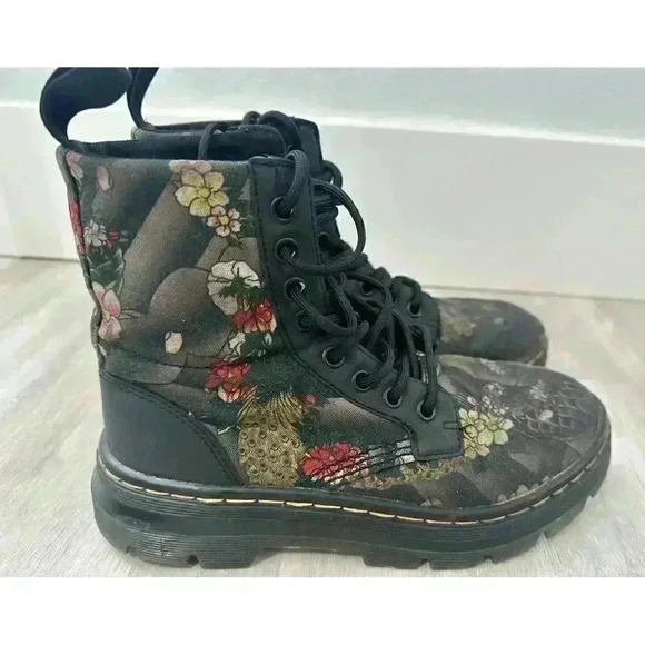 Rare Doc Martens Tattoo Floral Canvas Rubbery T Boots us 5 - Picture 3 of 11